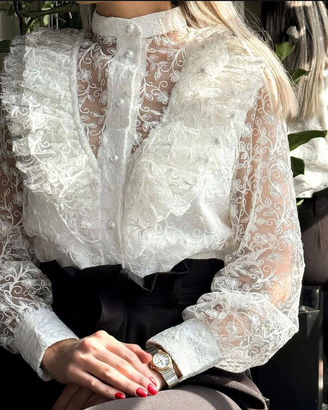 شومیز مجلسی گیپور ترند ۲۰۲۶ برند Mia Fashion وارداتی